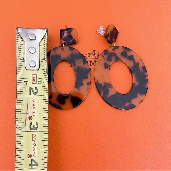 Animal Print Drop Statement Earrings - Picture 2 of 2